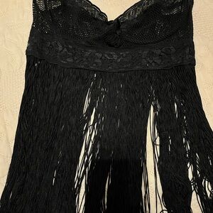 Black Lace Fringe Top